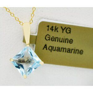 Genuine 1.06 Cts Aquamarine Pendant 14k Yellow Gold